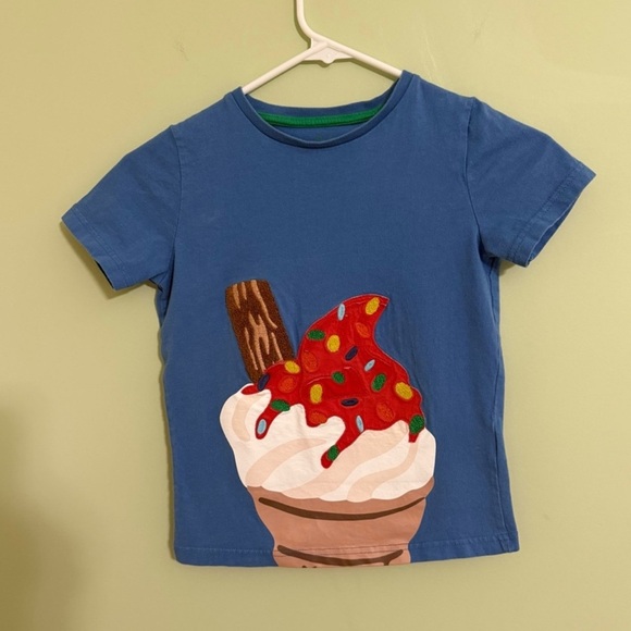 Mini Boden Blue Short Sleeve Tee with ice cream, graphic - Picture 1 of 4